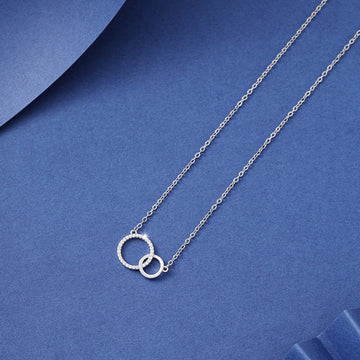 Women'S Simple Design Asymmetrical Double Ring Necklace