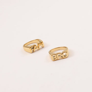 Letter Seal Titanium Steel Plating 18K Ring