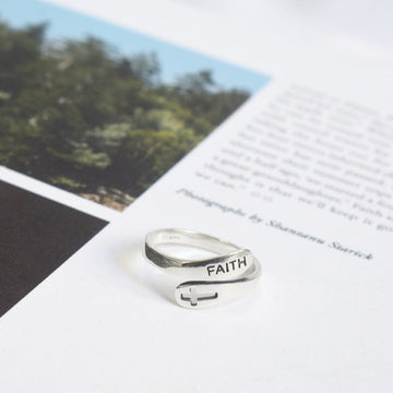 Fashionable English Letter Hollow Belief Ring