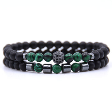 Micro Inlaid Zircon Natural Stone Beaded Bracelet