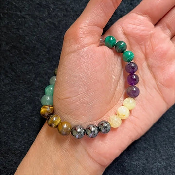 Amethyst Green Dongling Stone Geometric Beaded Bracelet