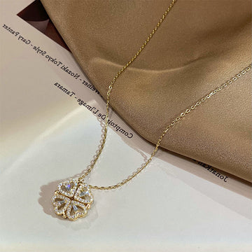 Retro Magnetic Folding Heart Shaped Four Necklace