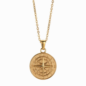 Stainless Steel Compass Circular Necklace Geometric