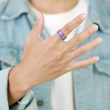 8Mm Men'S Rainbow Color Flag Ring