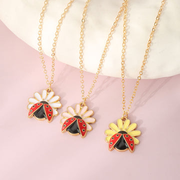 Children'S Jewelry Pastoral Style Flower Ladybug Necklace