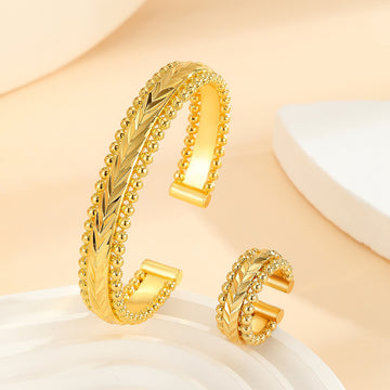 2Pcs Vintage Gold Plated Bracelet Open