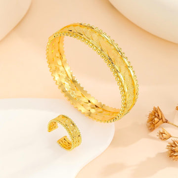 2Pcs Vintage Gold Plated Bracelet Open
