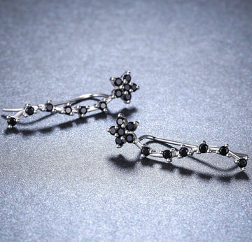 Women'S Black Long Fringed Zircon Earrings