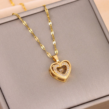 Double Layer Love Necklace With Rhinestones