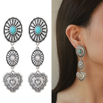 Semi Precious Stone Beaded Twin Earrings