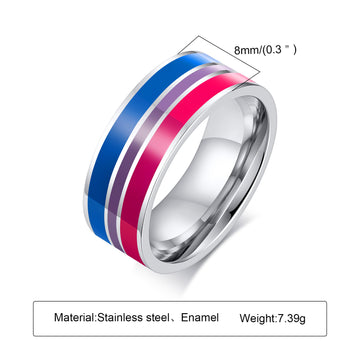 8Mm Men'S Rainbow Color Flag Ring