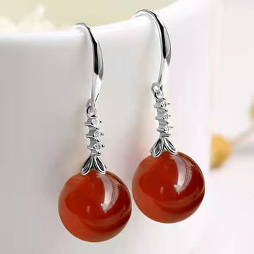 Elegant Silvering Earrings With Chalcedony Green