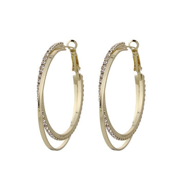 Diamond Simple Bracelet And Eardrop Earring