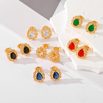Fashion Multi Color Zircon Stud Earrings