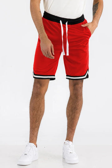Men's Striped Basketball Active Jordan Shorts Red