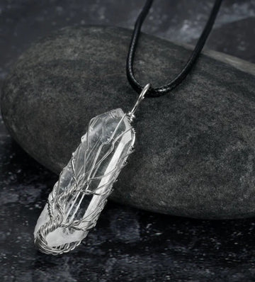 Amorphous White Crystal Pendant Necklace With