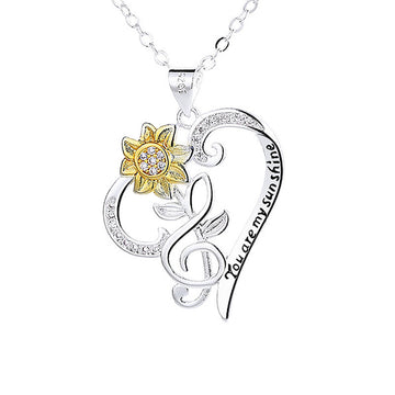 Pastoral Style Two Color Sunflower Pendant Necklace