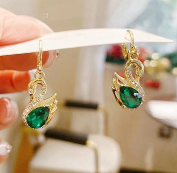 Sweet Rhinestone Swan Earrings Fashion Jewelry