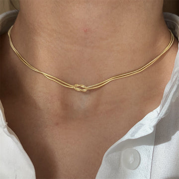 Stainless Steel Valentine'S Day Knot Snake Necklace