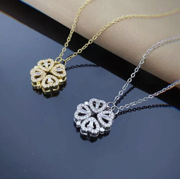 Retro Magnetic Folding Heart Shaped Four Necklace