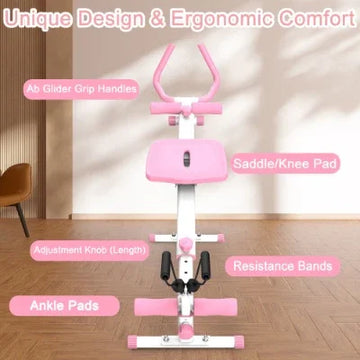 4 In 1 Ab Workout Exercise Equipment Rowing Machine Leg Press Ab Glider Roman Chair Fitness Equipment Core Strength Training