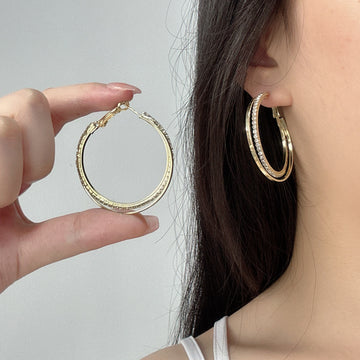 Diamond Simple Bracelet And Eardrop Earring
