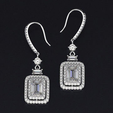 Platinum Princess Square Diamond Zircon Ear