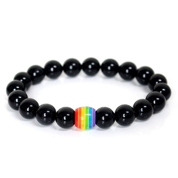Rainbow Bead Bracelet Pride Natural Stone