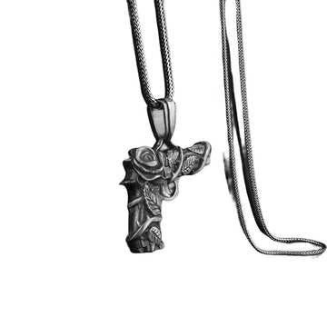 Men'S Fashion Personalized Gun And Rose Necklace