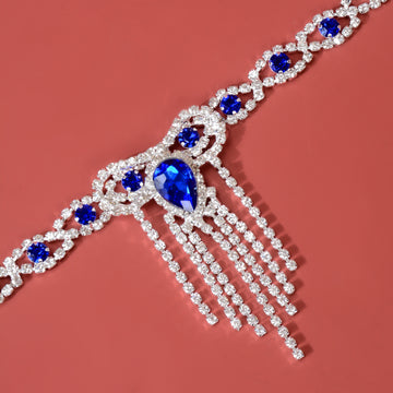 Fashion Style Blue Rhinestone Tassel Anklet