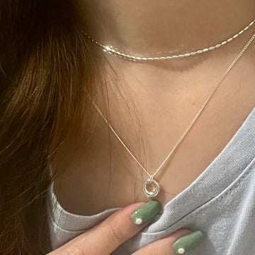 Women'S Simple Geometric Circle Necklace White