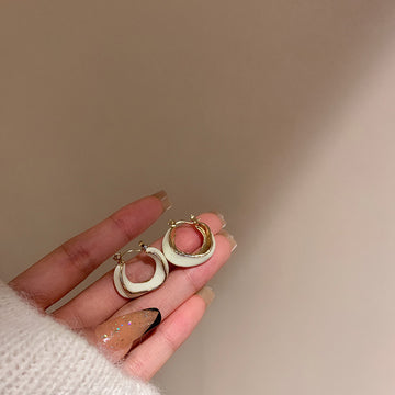 Dripping Glaze Geometric Irregular Round Earrings