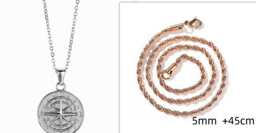 Stainless Steel Compass Circular Necklace Geometric
