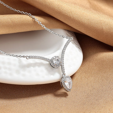 Micro Inlaid Zircon Water Drop V Necklace