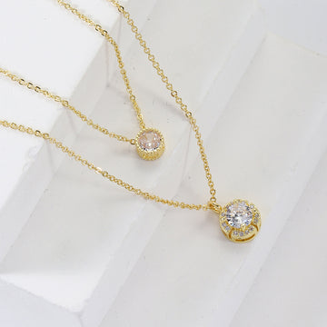 Sparkling Three Dimensional Zircon Pendant Necklace