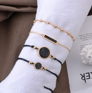 Black Turquoise Pattern Bracelet Handmade Chain