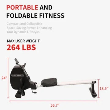 Rowing Machine Foldable Rower for Home Use 264 Pounds Weight Capacity with Comfortable Seat Cushion