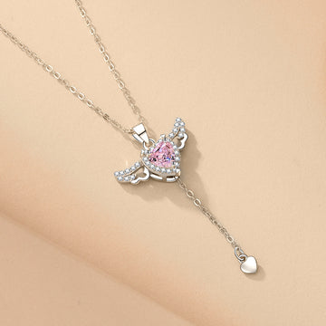 Moving Cupid Heart Angel Wings Tassel Necklace