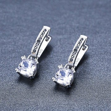 Inlaid Copper Plated Square Zircon Earrings