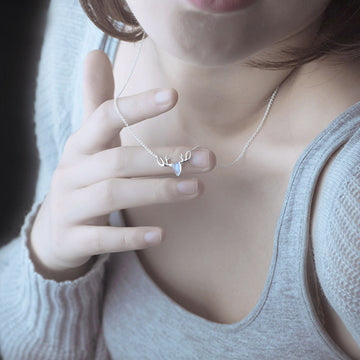 S925 Elk Necklace Forest Moonstone Pendant
