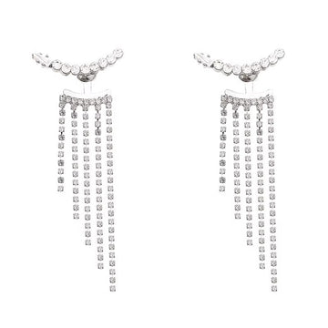 Sterling Silver Needle Sparkling Long Fringed