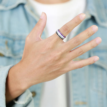 8Mm Men'S Rainbow Color Flag Ring