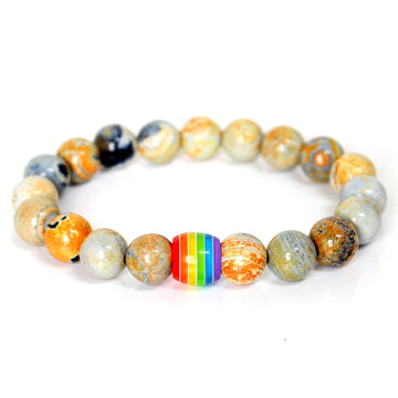 Rainbow Bead Bracelet Pride Natural Stone