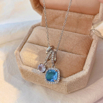 Women'S Super Shiny Blue Zircon Clavicle Necklace
