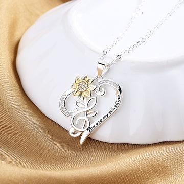Pastoral Style Two Color Sunflower Pendant Necklace
