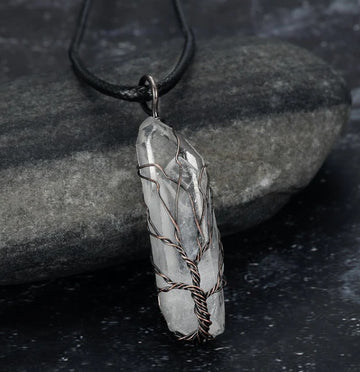Amorphous White Crystal Pendant Necklace With