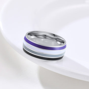8Mm Men'S Rainbow Color Flag Ring
