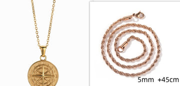 Stainless Steel Compass Circular Necklace Geometric