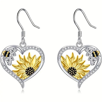 Cute Lady Animal Bee Sunflower Heart