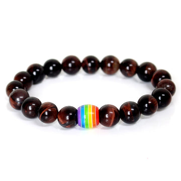 Rainbow Bead Bracelet Pride Natural Stone